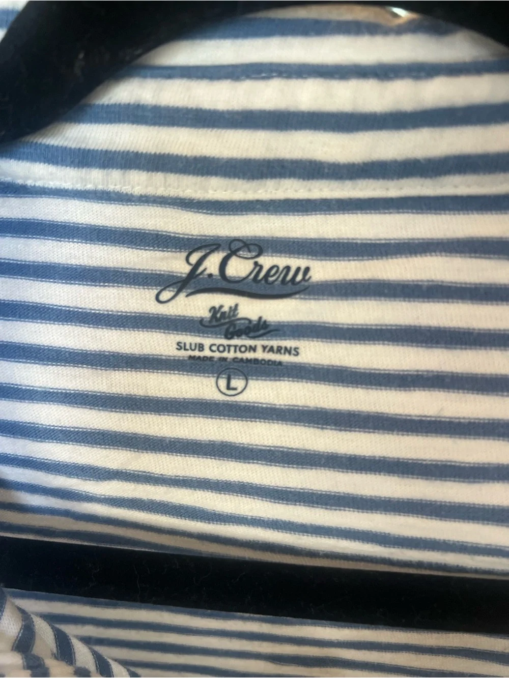 J.Crew Men’s Blue & White Striped Slub Cotton Polo Shirt Size L